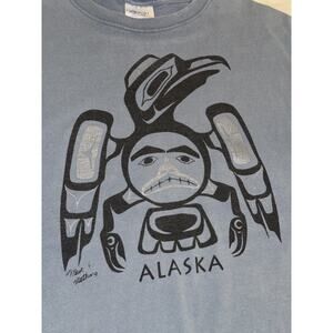 Vintage Alaska Art Tee Northwest Coast Raven Native Indian Nature TShirt Size XL
